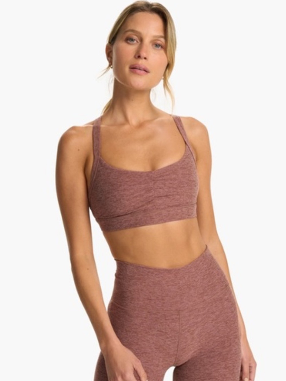 Vuori Elevation Ruched Bra in Hazelnut Heather Size X-Small Women’s